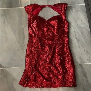 Guess Red Sequin Mini Dress